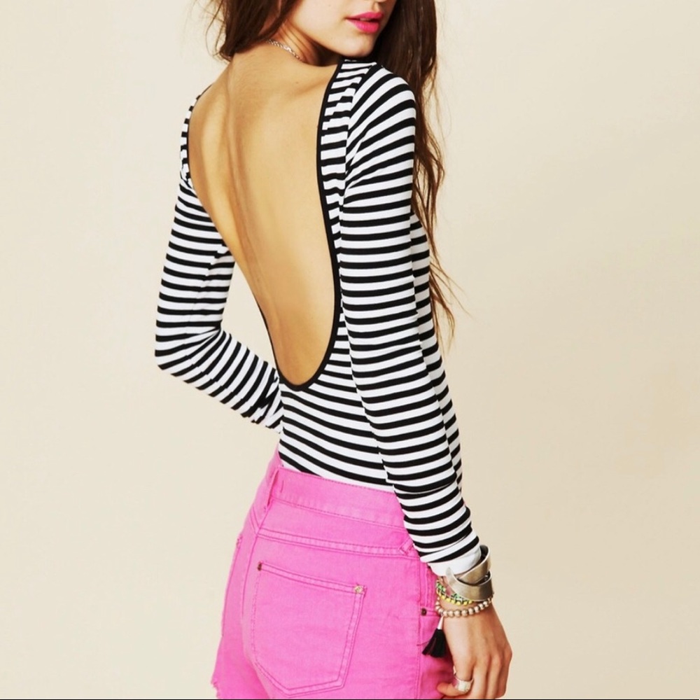 Free People Striped Long sleeve low back sexy